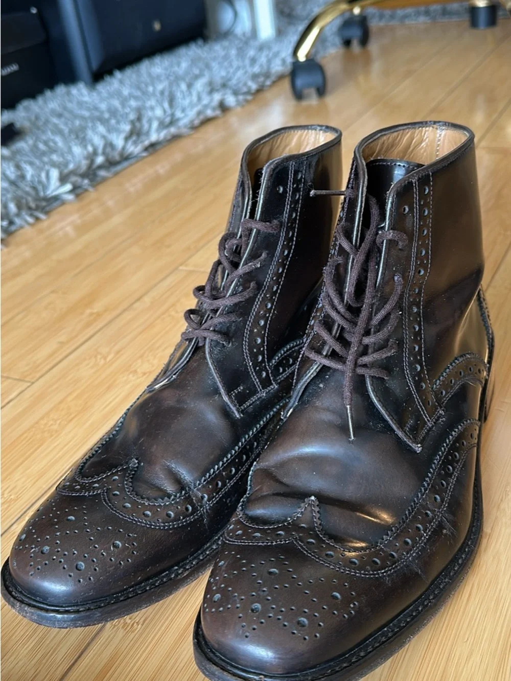 Tommy Hilfiger Dark Brown Leather Chukka Wingtip Boots